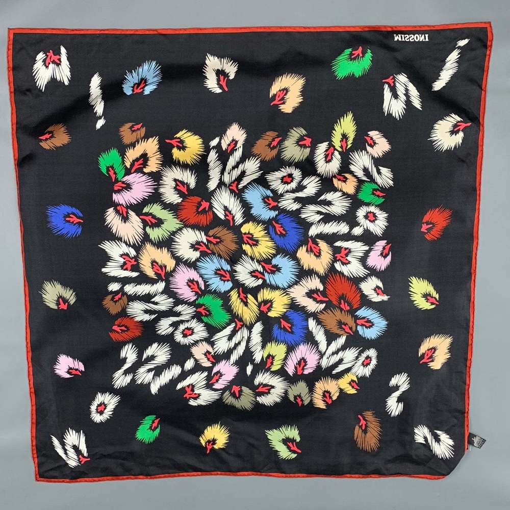 MISSONI Black Multi-Color Abstract Print Silk Scarf - Picture 4 of 5